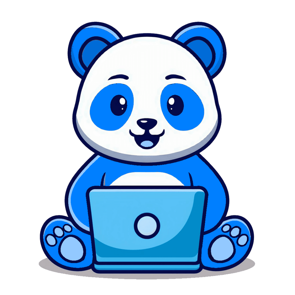 panda en train de créer un site internet